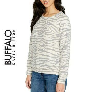 NWT Buffalo Ultrasoft Silver Zebra Print Cozy Top Sweatshirt